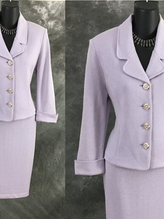 St. John Dresses & Skirts - BEAUTIFUL St John collection knit lavender purple jacket skirt suit size 4